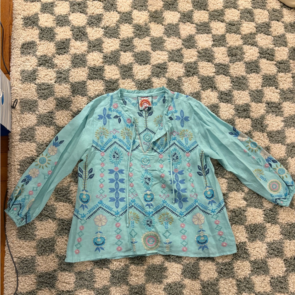 Johnny Was Floral Embroidered Blouse